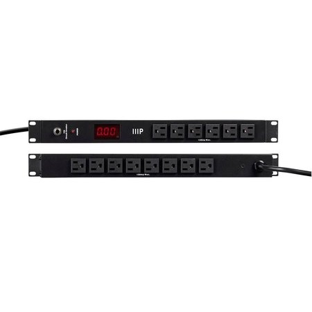 MONOPRICE 14 Outlet Metal 1U Rackmount Power Distribution Unit with Ampere Meter 40003